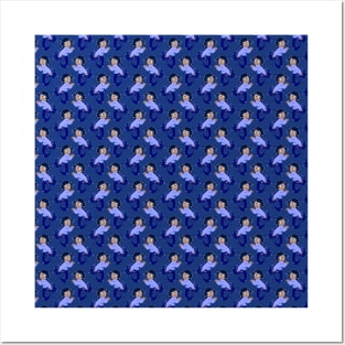 Star Mermaid Blue Pattern Posters and Art